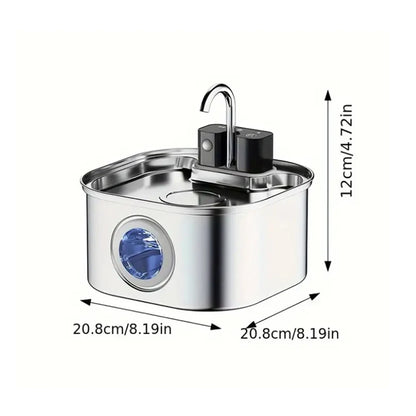 3L Stainless Steel Pet Water Fountain - Wireless Rechargeable Sensor Cat & Dog Drinking Dispenser