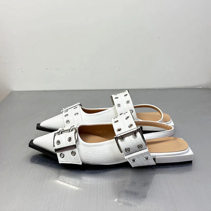 Women’s Pointed Toe Slingback Sandals – 2025 Spring Fashion Flats, Large Sizes