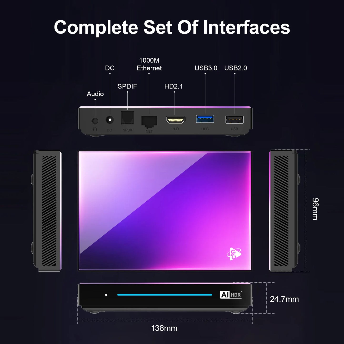 H96 MAX M9 AI Android 14 TV Box, 8-Core Rockchip RK3576, 4GB/64GB to 8GB/128GB, Wifi6, 8K 120fps, BT5.4, 1000M LAN