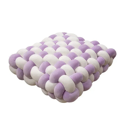Knotted Square Cushion – Nordic Aesthetic Hand-Made Plush Pillow for Office Chair & Decorative Sleeping Back Support