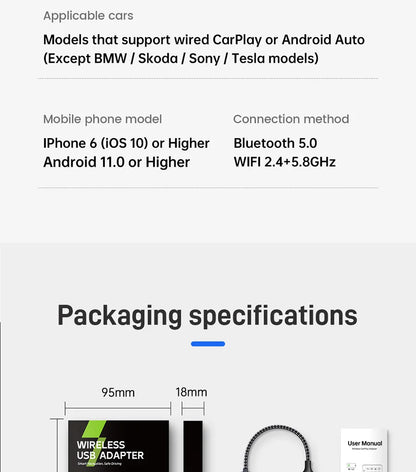 2025 Upgrade Wireless CarPlay & Android Auto AI Box – Dual-Band WiFi Bluetooth Auto Connect for iPhone & Android