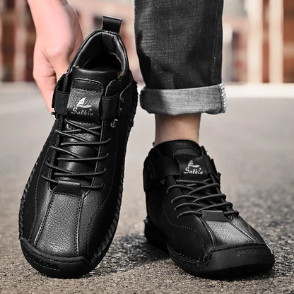 2024 Handmade Leather Casual Men’s Shoes - Breathable Sneakers & Ankle Boots for Outdoor Wear