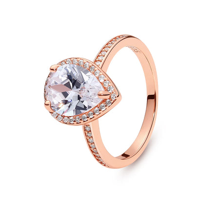 925 Sterling Silver Women’s Ring – Crown, Heart & Wishbone Design with Crystal, Rose Gold Engagement & Wedding Jewelry