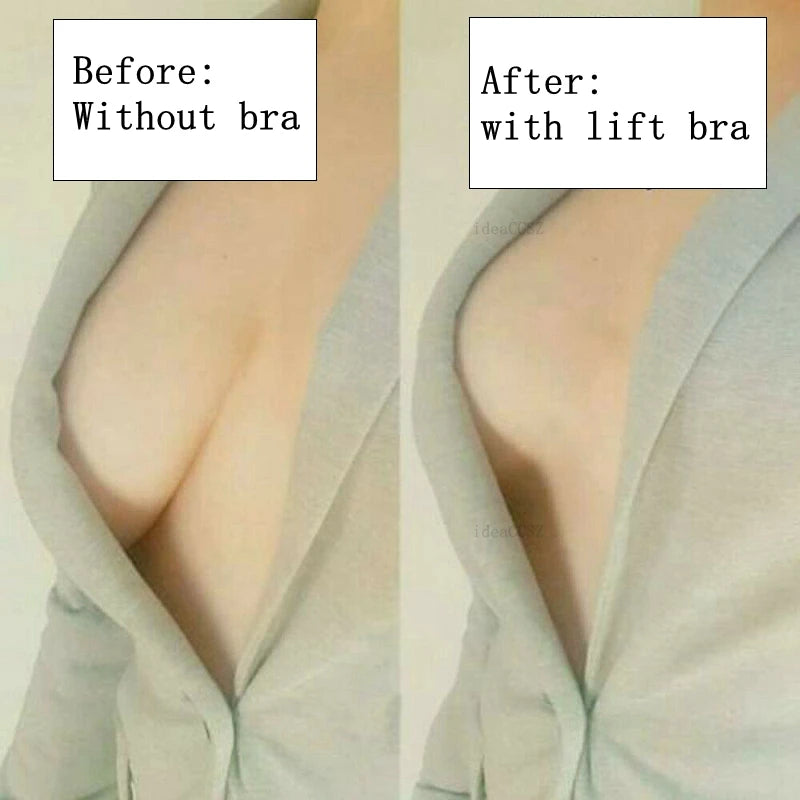 Invisible Adhesive Silicone Bra - Reusable Strapless Push-Up Bra with Transparent Straps for Backless Dresses