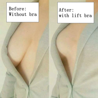Invisible Adhesive Silicone Bra - Reusable Strapless Push-Up Bra with Transparent Straps for Backless Dresses