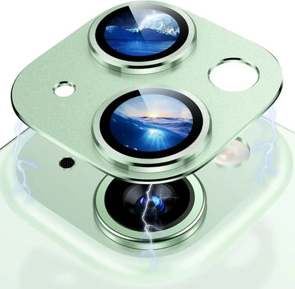 Titanium Black Camera Lens Protector - Metal Glass Cover for iPhone 13 to 15 Pro Max