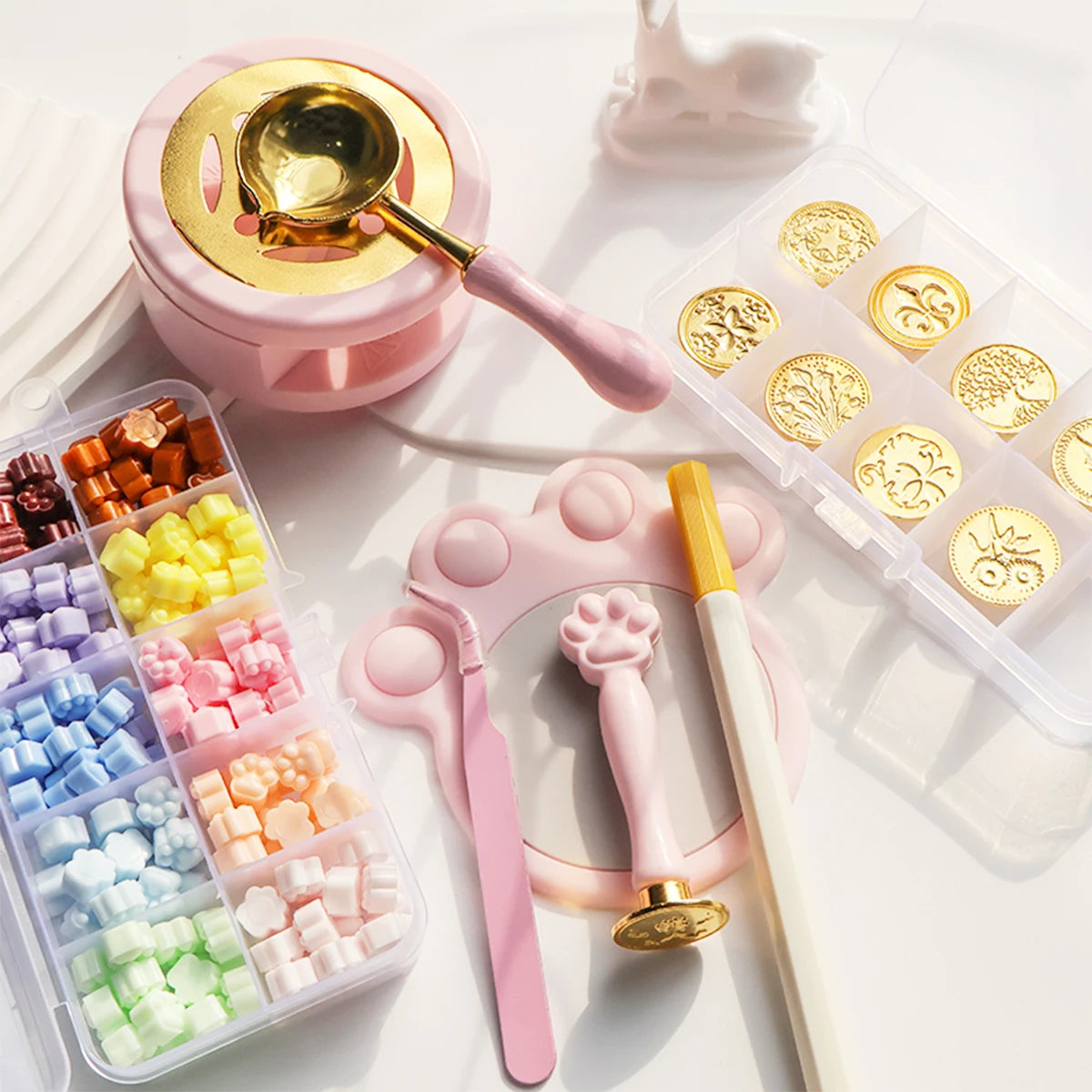 17 Piece Gift Wrap Fire Paint Wax Seal Head Stamp Set for DIY Handmade Seals