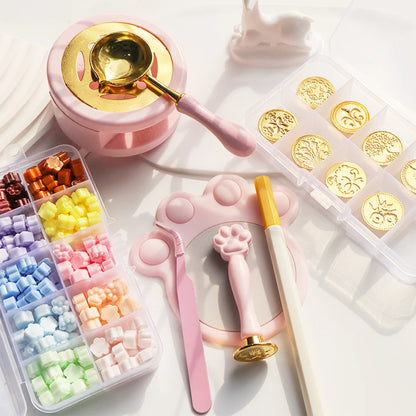 17 Piece Gift Wrap Fire Paint Wax Seal Head Stamp Set for DIY Handmade Seals