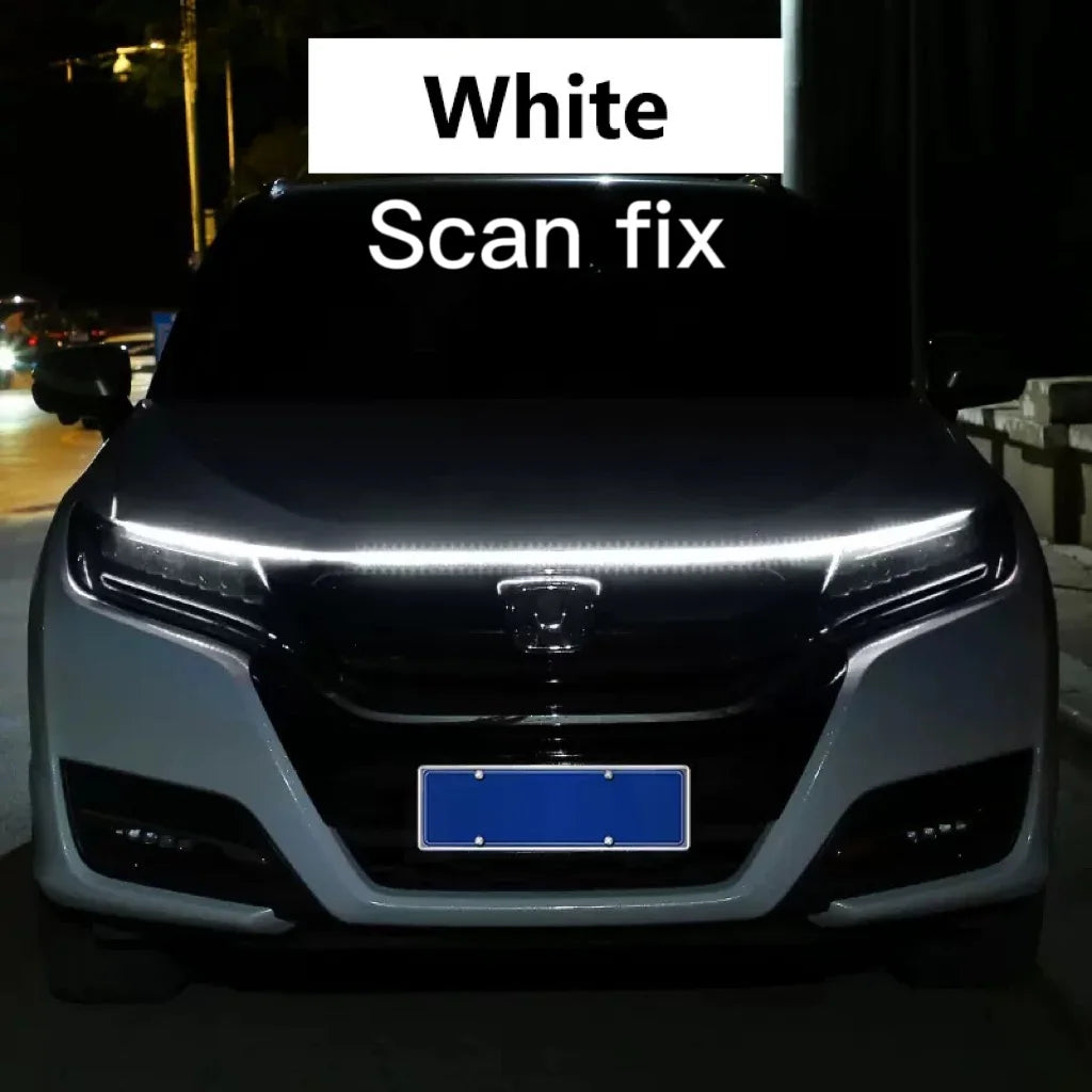 RXZ LED Car Hood Running Light - 12V Dynamic Scan DRL Decorative Ambient Lamp