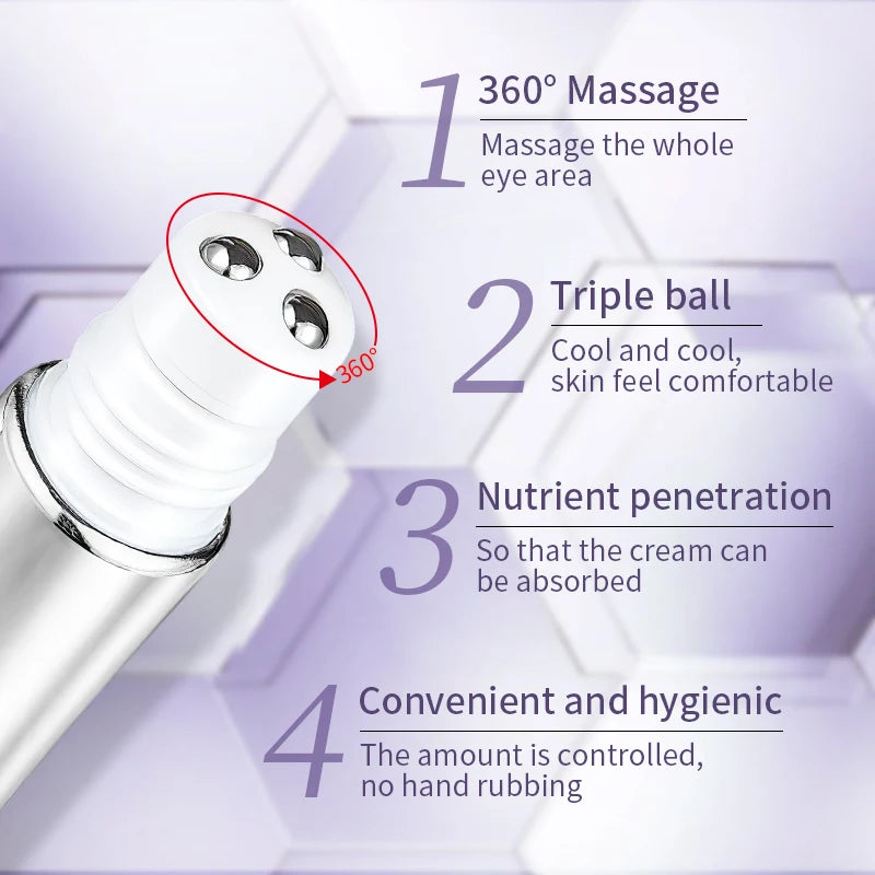 O'CHEAL Anti-Wrinkle Eye Cream Roller – Dark Circle & Puffiness Reducer with Hyaluronic Acid for Anti-Aging Skin Care