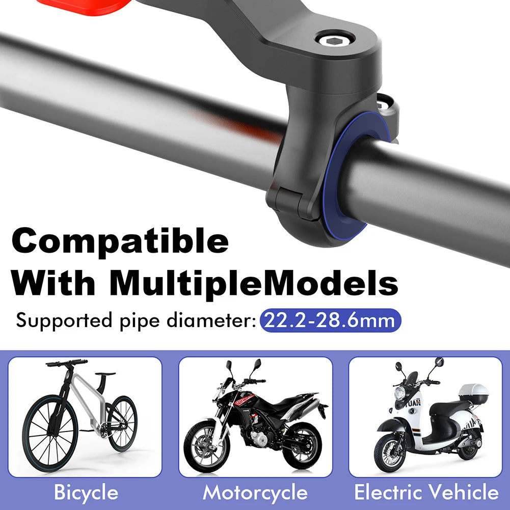 QUAD-LOCK Motorcycle & Bike Phone Holder — 360° Rotatable Navigation Stand with Secure Mount Bracket