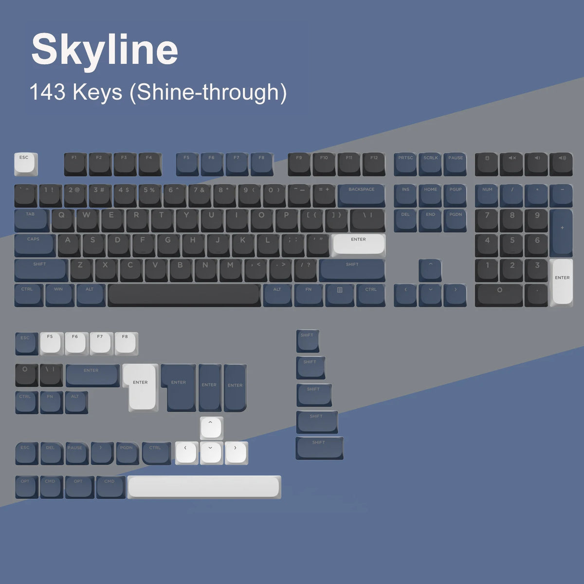 143-Key Low-Profile PBT Keycap Set - Double-Shot Keycaps for Gateron & Cherry MX Switches