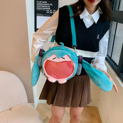 Anime Hatsune Miku Q Version Kawaii Shoulder Bag – Transparent Doll Plush Toy Backpack, Perfect Christmas Gift