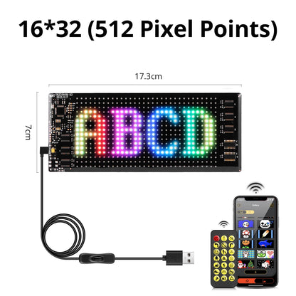 Customizable LED Matrix Pixel Display - Scrolling Car Logo, Text, Animations & Warning Light for Vehicle Decoration and Advertising