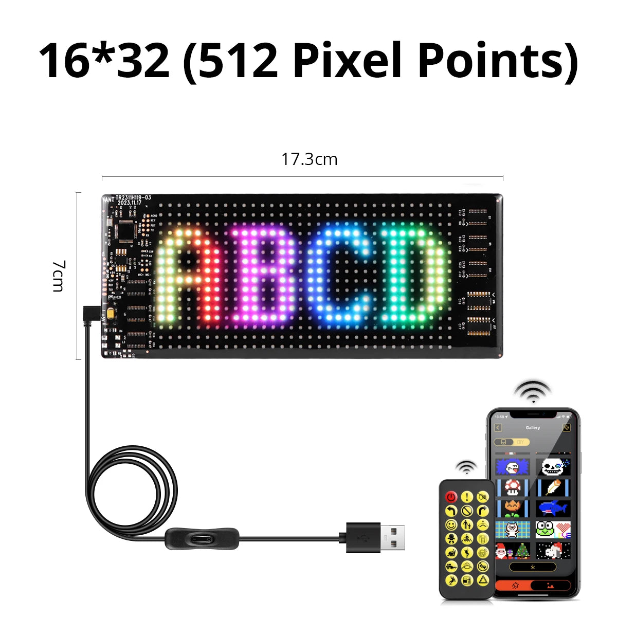 Customizable LED Matrix Display Light - Scrolling Car Logo, Text, Animation & Warning Sign for Vehicle Decoration and Advertising