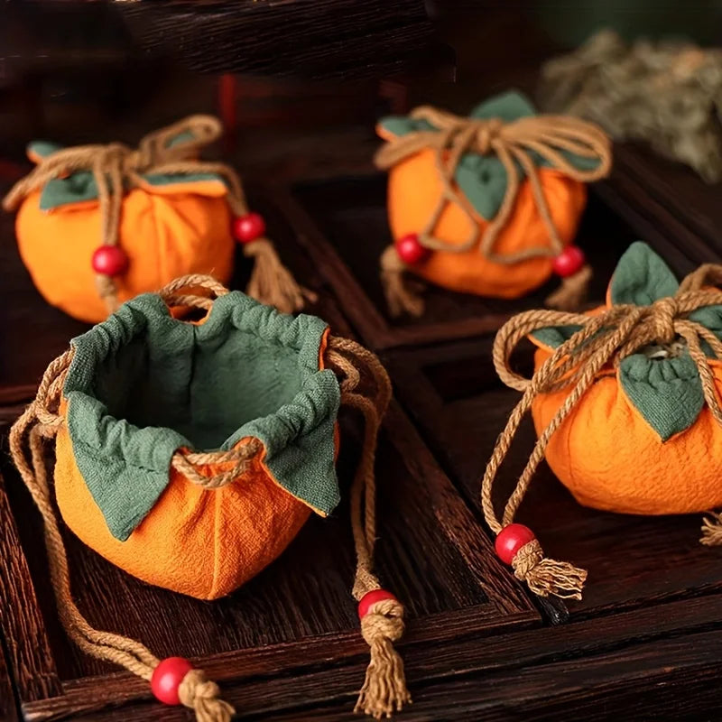Persimmon Incense Bag - Hanging Car Rearview Mirror Blessing Pouch for Good Fortune and Decor