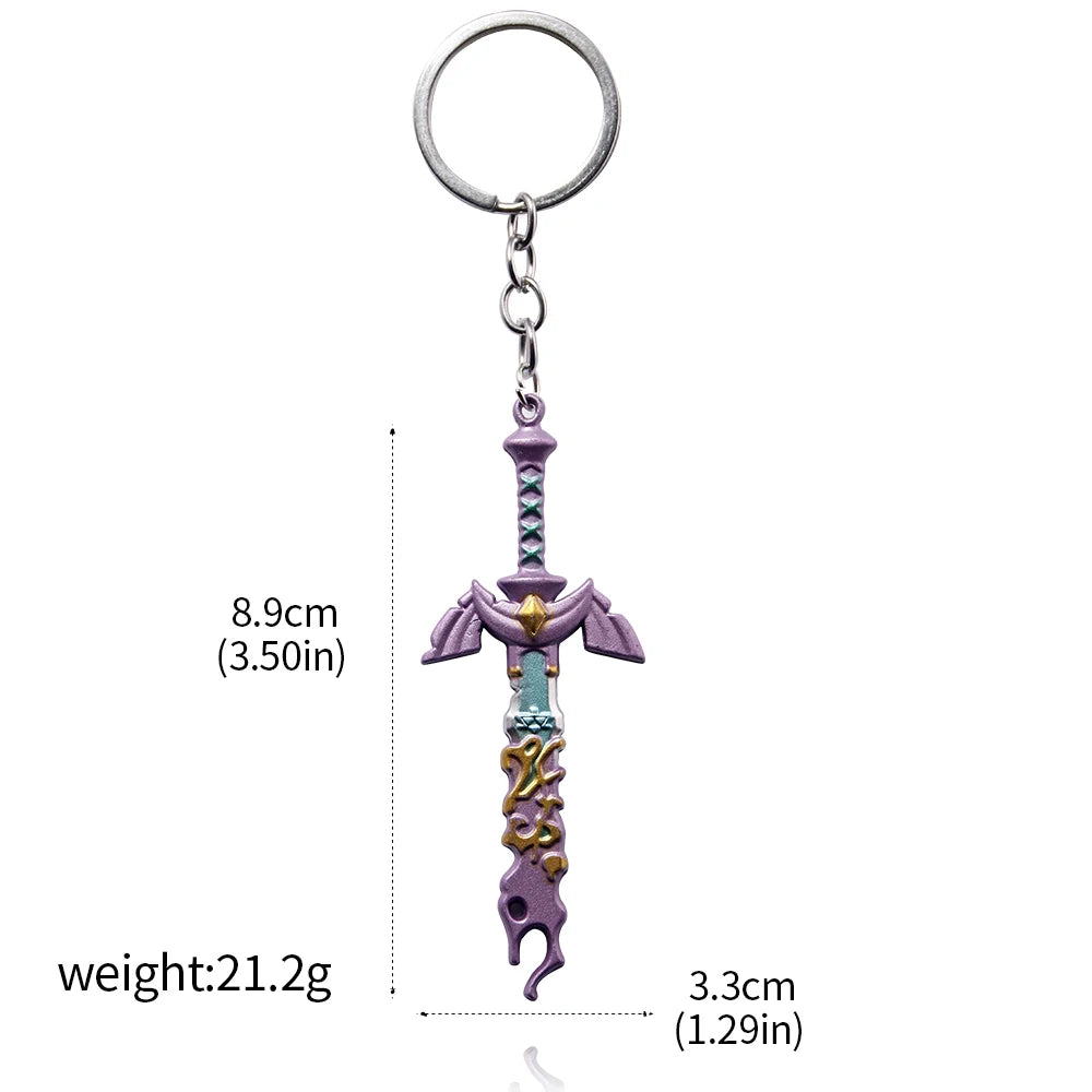 Zelda Tears of the Kingdom Purah Pad Keychain – Master Sword & Hylian Shield Pendant for Fans