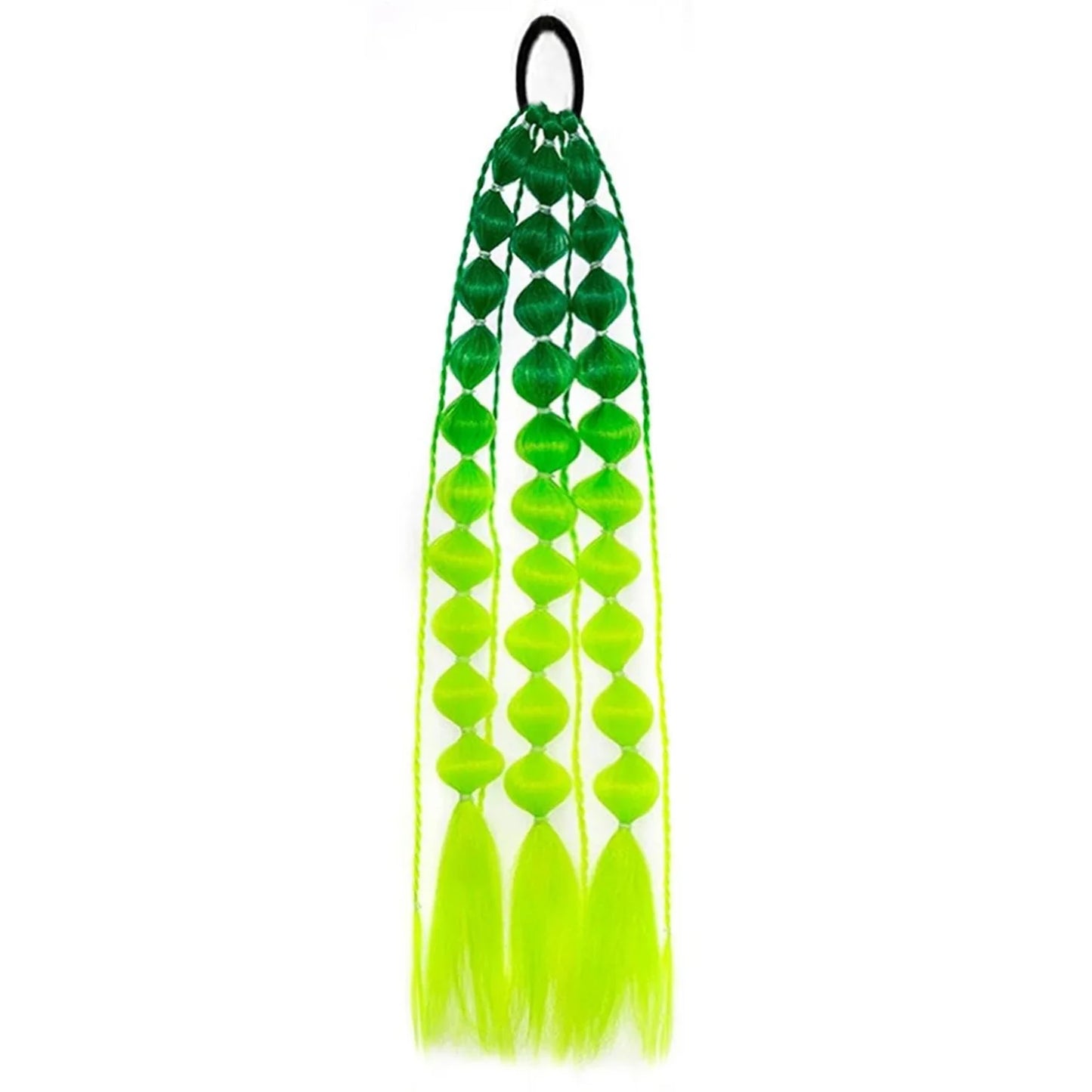 Colorful Bubble Braid Ponytail Extension – Long Lantern Braided Synthetic Hairpiece with Tie