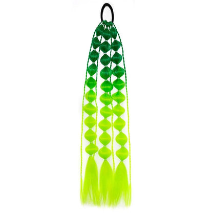 Colorful Bubble Braid Ponytail Extension – Long Lantern Braided Synthetic Hairpiece with Tie