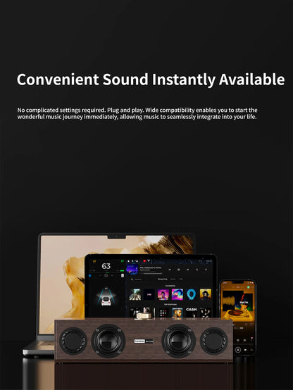 Lenovo C02 Multimedia Bluetooth Speaker – Wired & Wireless Retro Dual-Mode Subwoofer for TV, Computer & Mobile Devices