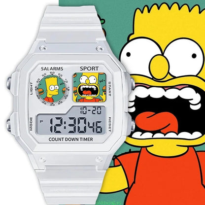 The Simpsons Cartoon Watch - Waterproof Quartz Alarm Watch with Night Light