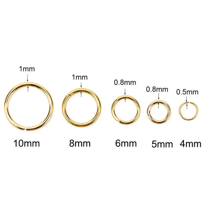 100pcs PVD Stainless Steel Jump Rings - Open Split Ring Connectors for DIY Jewelry Making