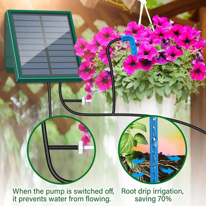 Solar Automatic Drip Irrigation System for Garden & Balcony – DIY Outdoor Watering Kit with Drip Hose