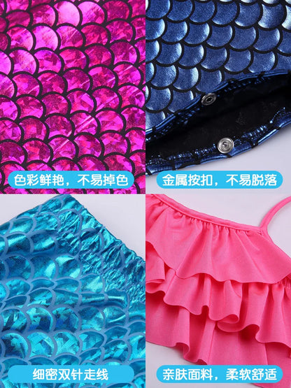 Little Girl Mermaid Tail Swimsuit — Kids Beach Bikini Cosplay Costume, Perfect Birthday Gift for Girls