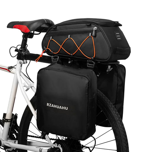 3-in-1 Waterproof Bike Rack Trunk Bag with Cooler & 2 Side Hanging Bags – Bicycle Rear Seat Cargo Luggage
