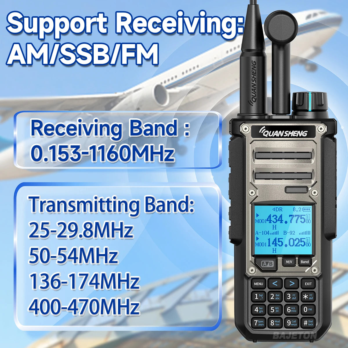 Quansheng TK11-8 10W Walkie Talkie - Dual-Receive CB Radio with 27MHz, CW/LSB, LW/MW/SW, NOAA, and USB-C Charging for UV-K5-8 and TK-11-5