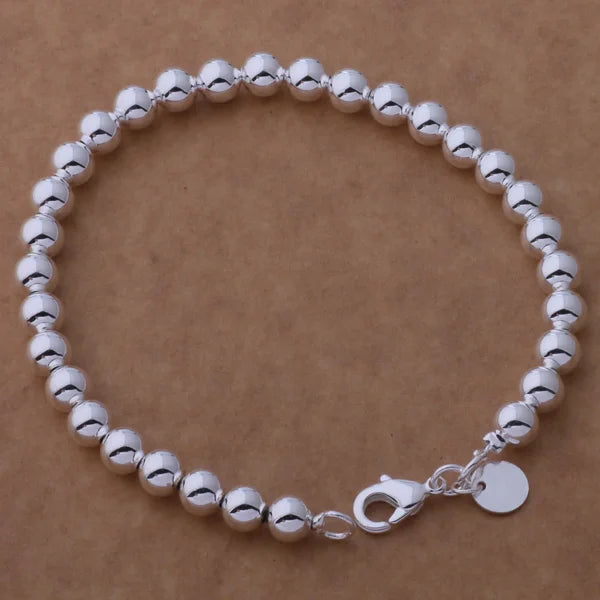 925 Sterling Silver Bead Bracelet – High-Quality Romantic Chain for Women, Fashion Jewelry Gift for Engagement, Party & Wedding