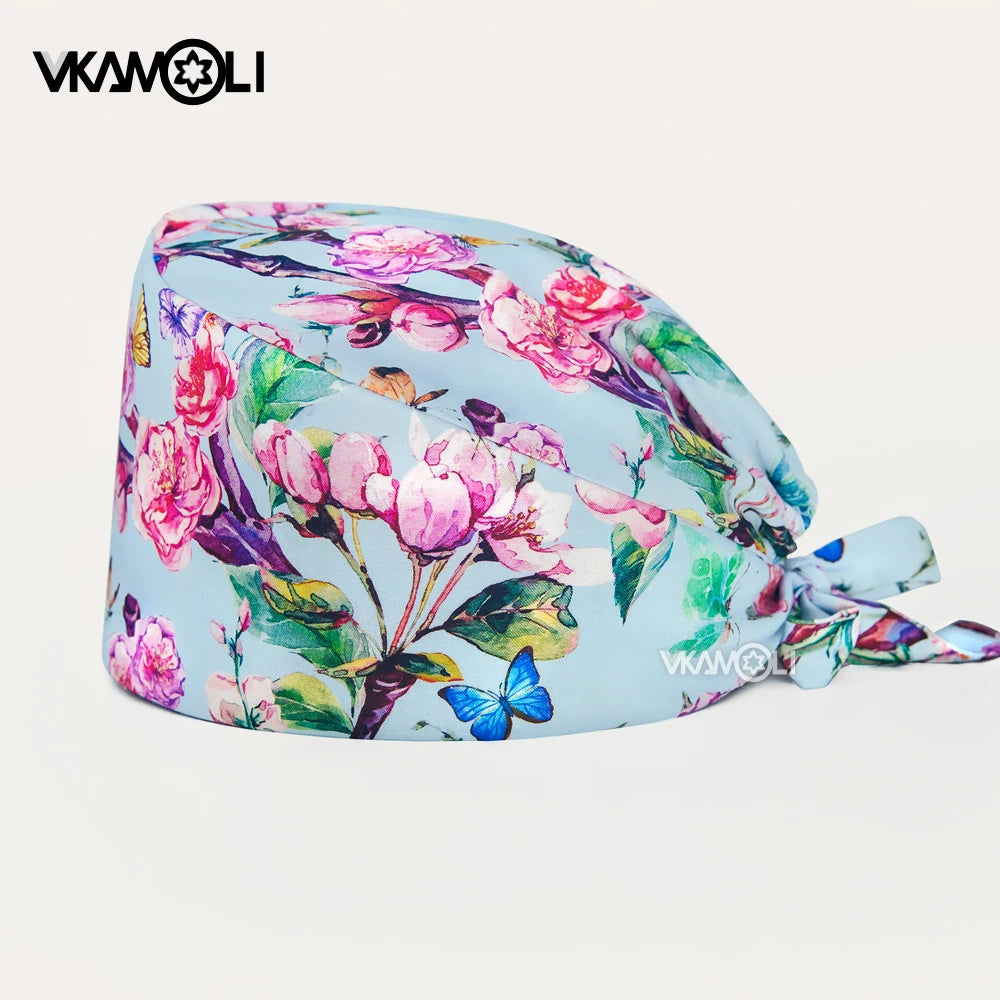 Cartoon Printed Clinical Scrub Caps – Surgery Hats for Men, Nurses & Pet Clinics