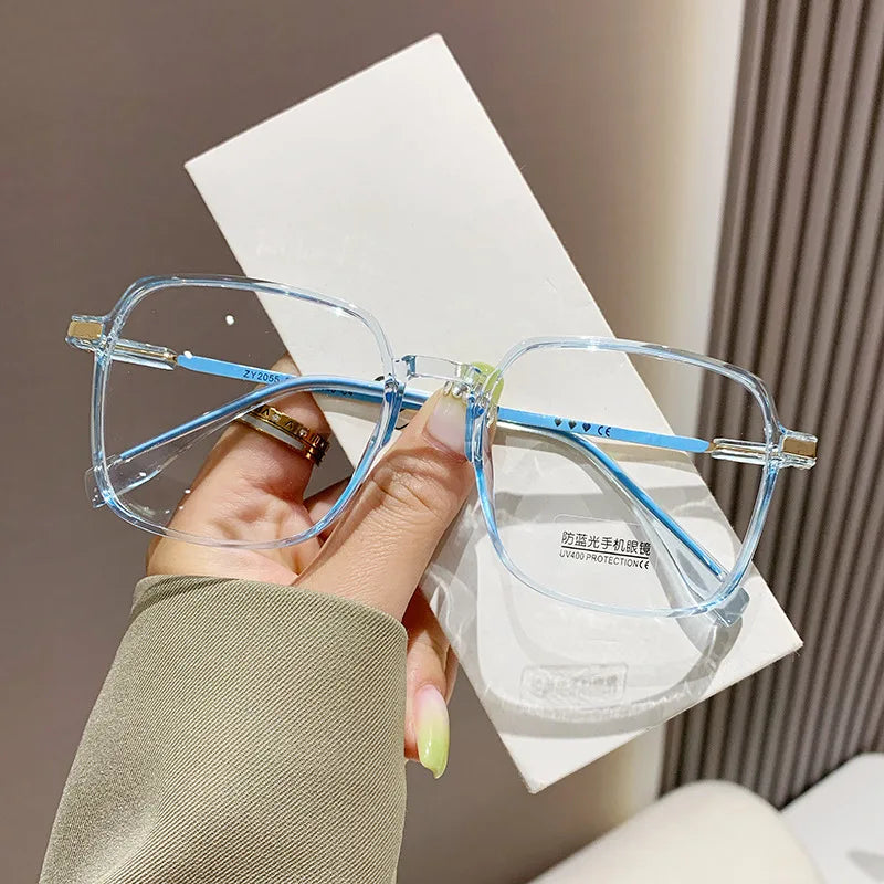Trendy Reading Glasses for Women — Anti Blue Light Presbyopia Eyewear, High-Definition Transparent Frame, Unisex Eyeglasses