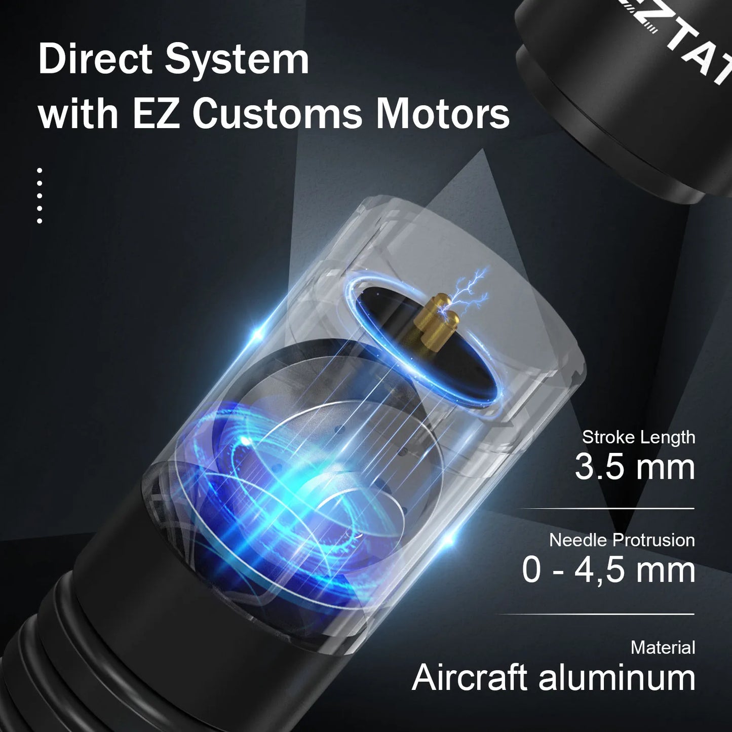 EZ Caster Wireless Rotary Tattoo Machine Pen – Battery Powered with 1500mAh Portable Power Pack and LED Display