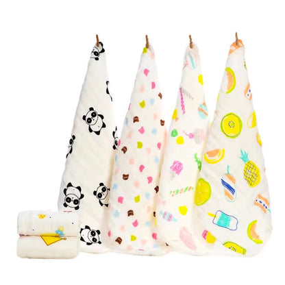 5-Piece 6-Layer Muslin Baby Towels - Soft Cotton Face, Bath, Feeding & Burp Cloths