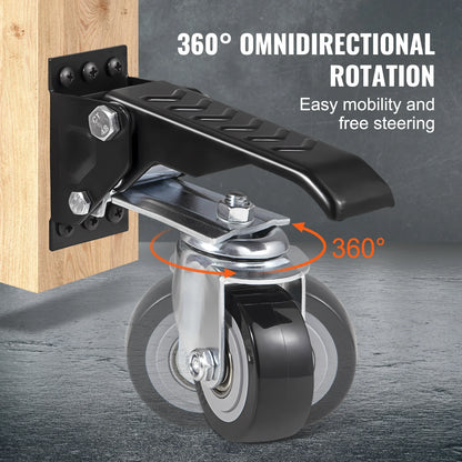 SucceBuy 4PCS Retractable Caster Wheels - 165lbs Heavy Duty 360° Swivel Workbench & Equipment Wheels