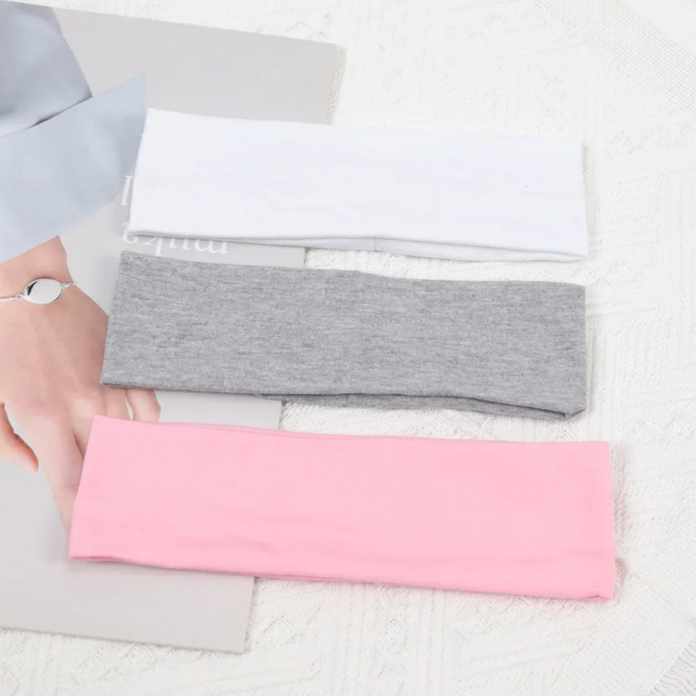 3pcs Elastic Solid Color Hair Bands – Unisex Headbands for Sports, Yoga, Running & Fitness