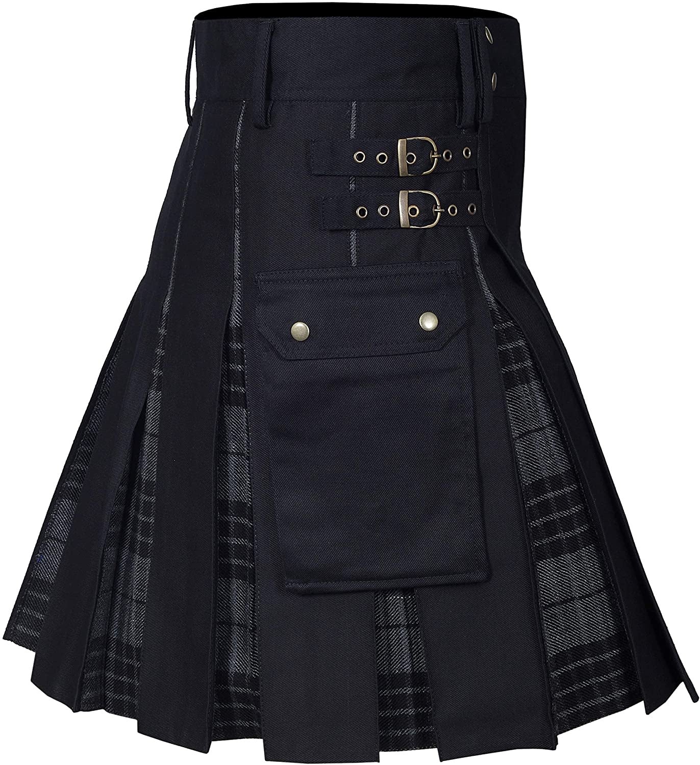 Men's Utility Kilt – 100% Cotton Jeans Hybrid with Modern Box Pleated Tartan, Traditional Design