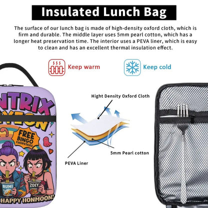 Huntrix KPop Demon Hunters Insulated Lunch Bag – Reusable Leakproof Cooler Tote for Kids & Office
