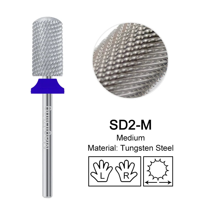 Gold Tungsten Carbide Nail Drill Bits – Large Barrel Milling Cutter, Pro Reversed Durable Grinding & Polishing Tools Accessories 4XC