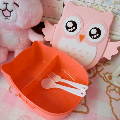 Portable Plastic Children’s Bento Box – Lunch Box Food Container with Carton Design, Dinnerware & Cutlery Set