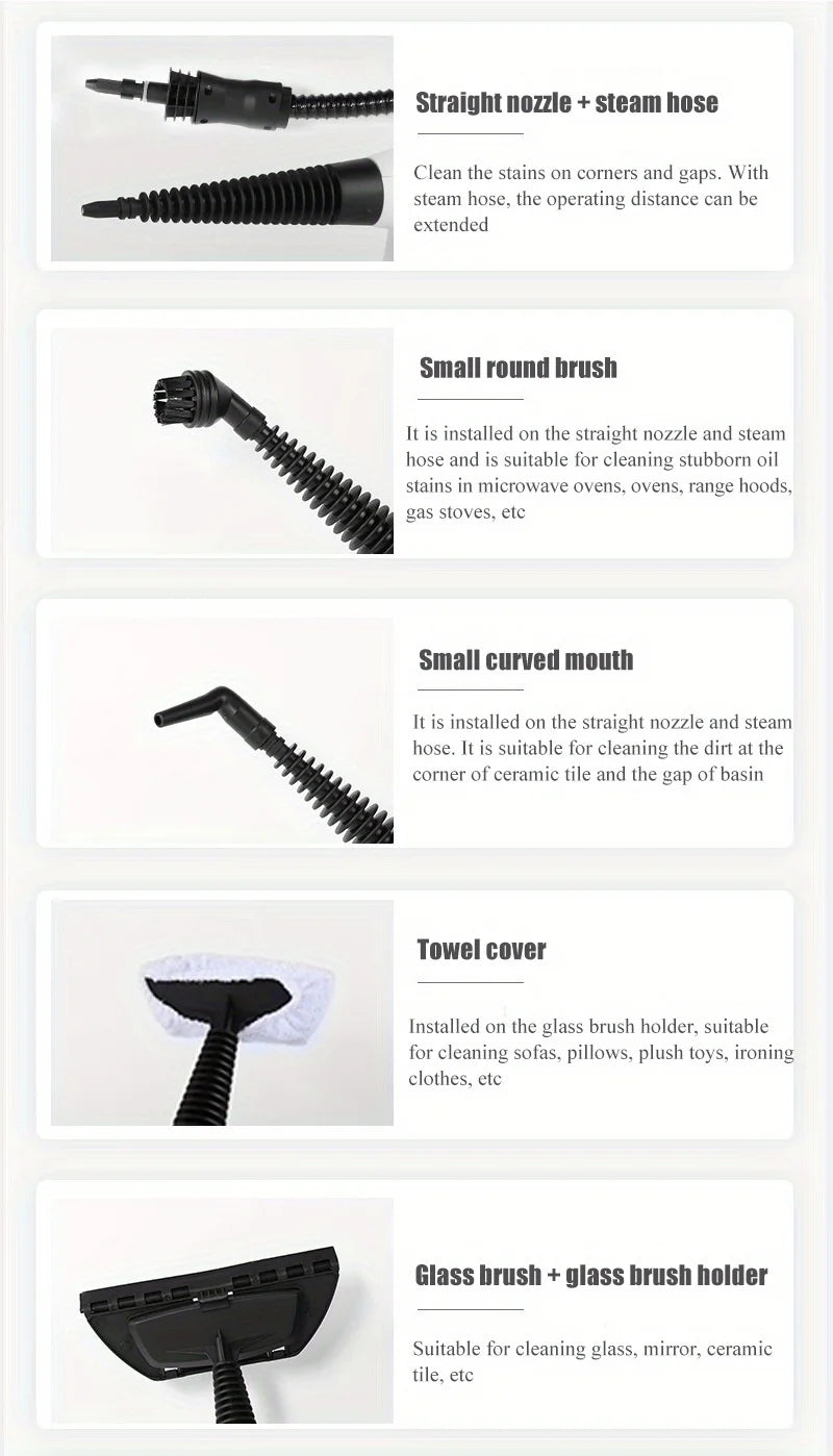Handheld Electric Steam Cleaner – High Temperature Sterilization for Air Conditioning, Kitchen Hood & Car Cleaning, EU/US Plug