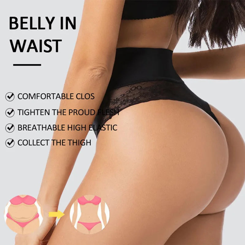 Women's High-Waist Shapewear Thong - Flat Belly Butt Lifter Slimming Body Shaper Underwear