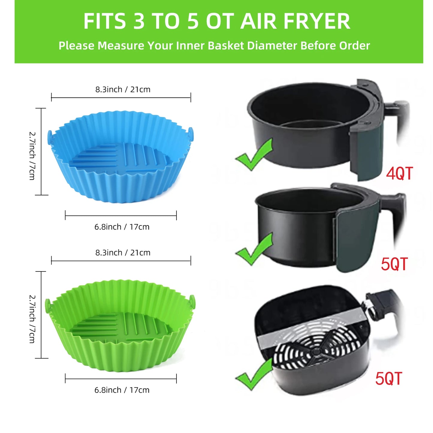 Reusable Air Fryer Silicone Liners: Food-Safe, Non-Stick Silicone Pot for Air Fryer Basket - Easy Cleaning Accessory