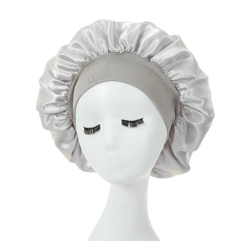 Women's Silky Satin Night Sleep Cap - Double Layer Adjustable Hair Bonnet, Shower Cap for Curly Hair Styling Accessories