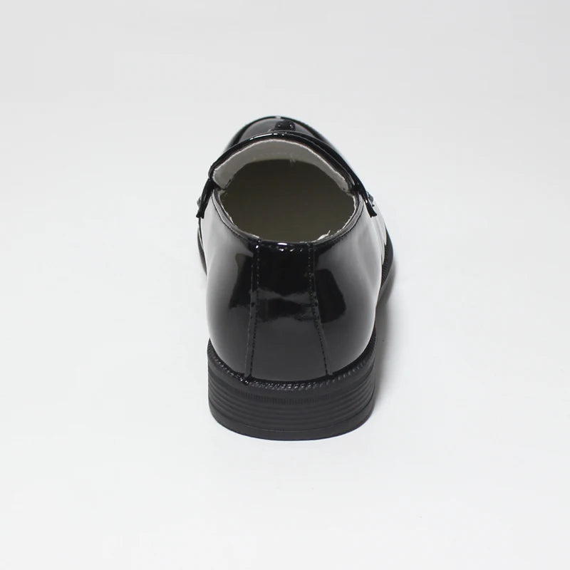 Boys’ Black Dress Shoes – Soft Patent PU Leather Flats for Kids and Teenagers, Ideal for Weddings, Parties, and Stage Performances