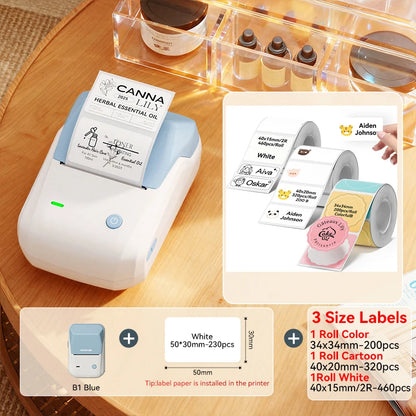 NIIMBOT B1 Portable 2-Inch Thermal Label Printer with Adhesive Tapes Bluetooth Mini Sticker Maker for Smartphone & PC