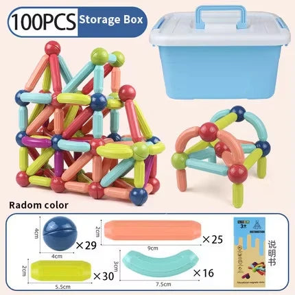 Magnetic Building Blocks Set – Montessori Educational Stick & Rod Constructor Toys for Kids Boys & Girls