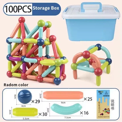 Magnetic Building Blocks Set – Montessori Educational Stick & Rod Constructor Toys for Kids Boys & Girls