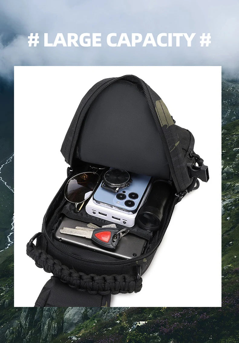 Men’s Tactical Camping Chest Bag – Outdoor MOLLE Sling Shoulder Pack for Hiking, Cycling, Fishing & Climbing